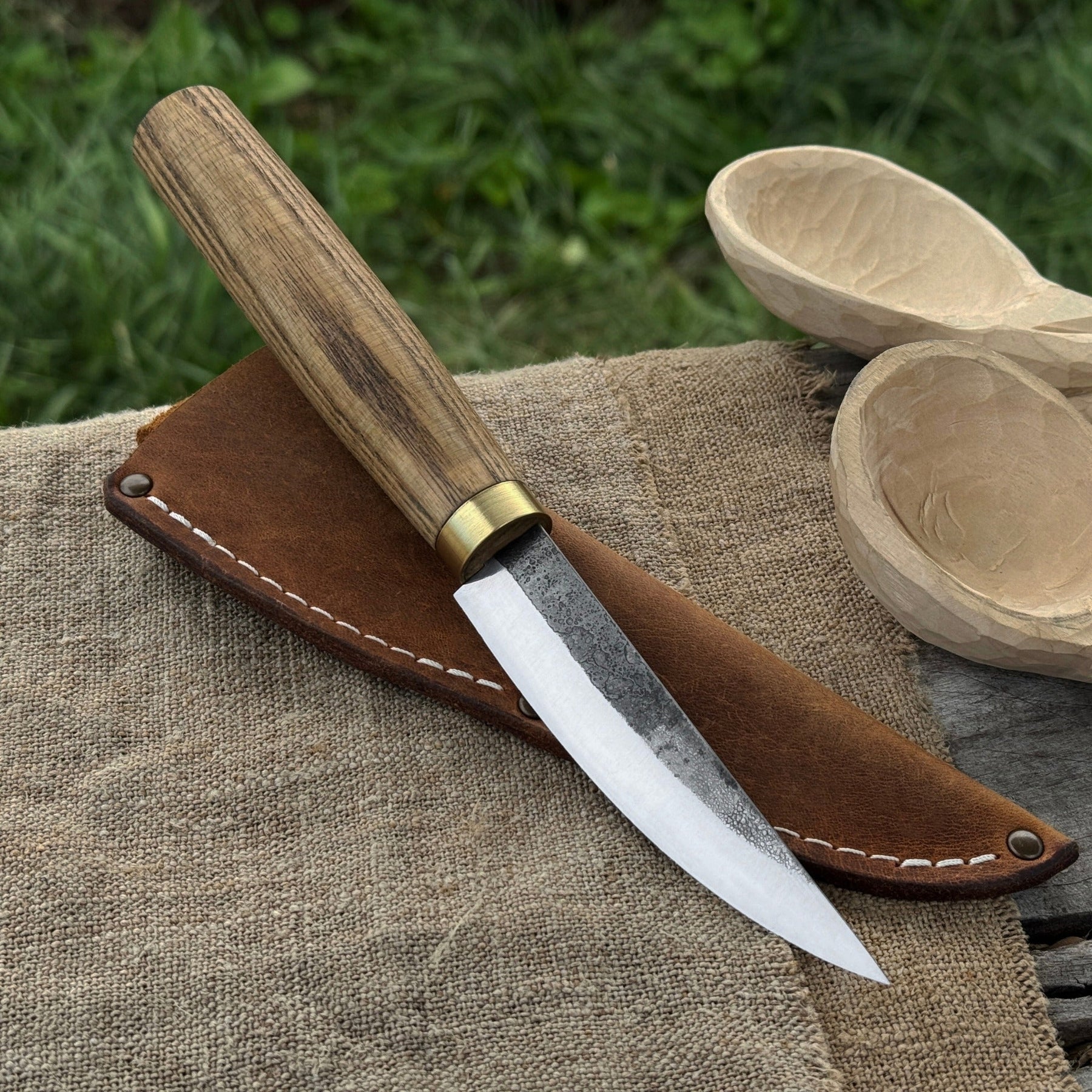 Whittling Sloyd Knife with Leather Sheath, 10 cm (3.94 inches)