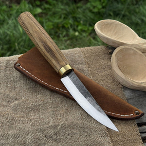 Whittling Sloyd Knife with Leather Sheath, 10 cm (3.94 inches)