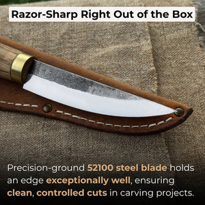 Whittling Sloyd Knife with Leather Sheath, 10 cm (3.94 inches)