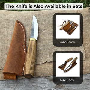 Whittling Sloyd Knife with Leather Sheath, 10 cm (3.94 inches)