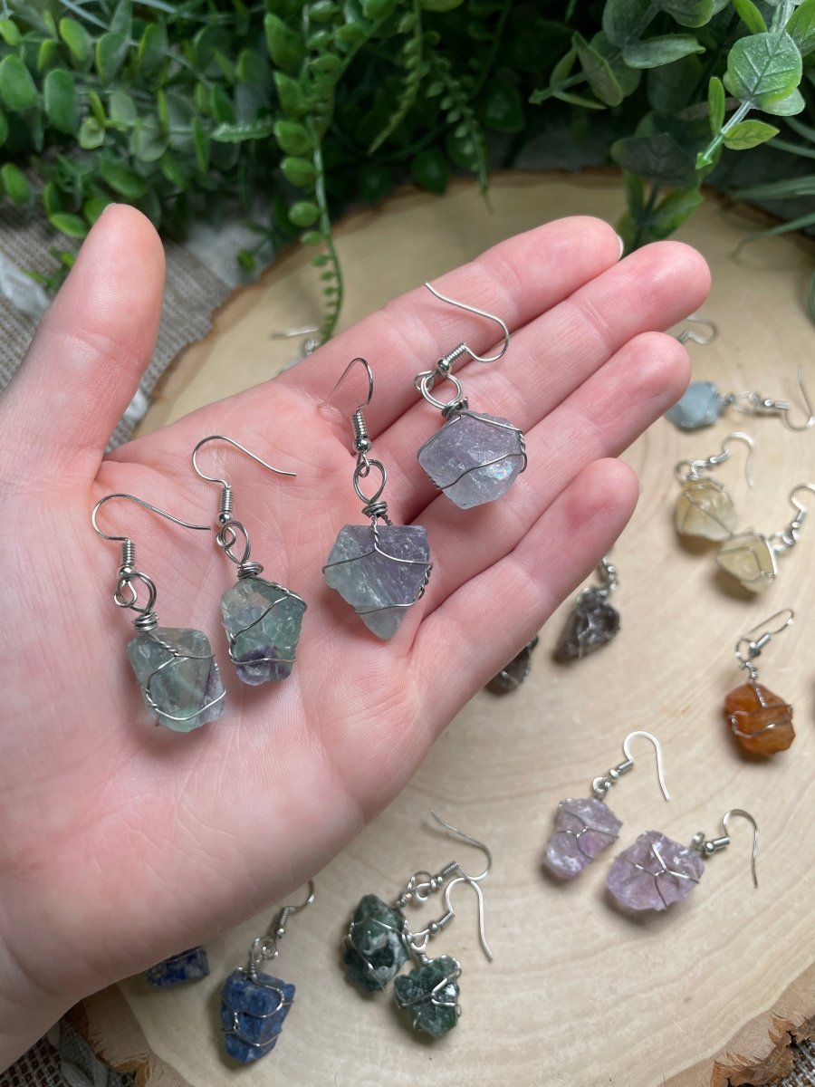 Wire Wrapped Crystal Earrings