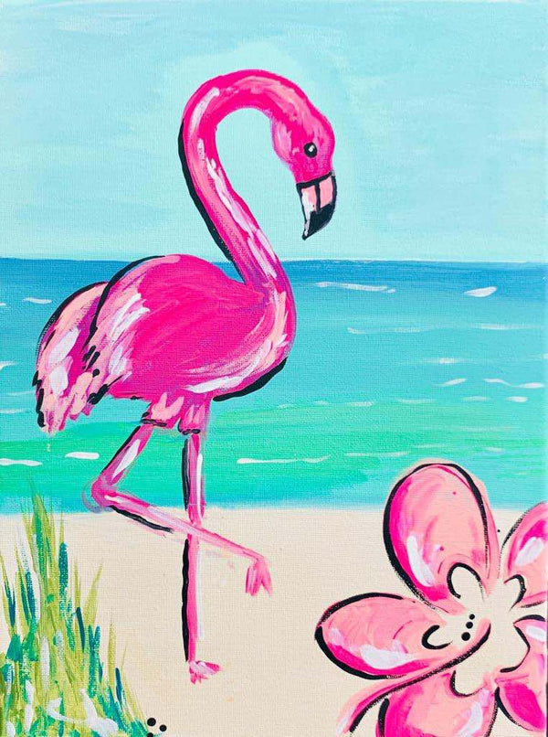 Coastal Canvas - Flamingo painting