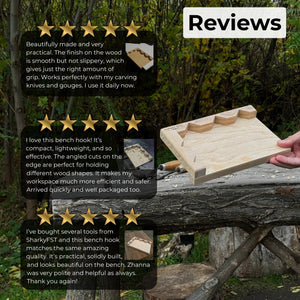 Wooden Bench Hook for Carving. Handcrafted Work Support for Wood Carving
