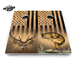 Wood Deer & Fish Flag Cornhole Boards – Pro Lite or Pro Elite