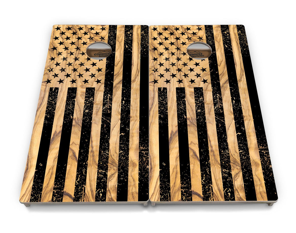 Light Wood Flag Cornhole Boards – Tournament Series