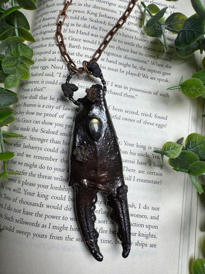 XL Crab Claw, Labradorite, and Grape Agate Necklace