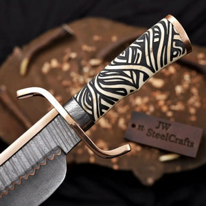 Copper Damascus Alamo Bowie Knife Handmade 12-Inch Musso-Style Collector Blade